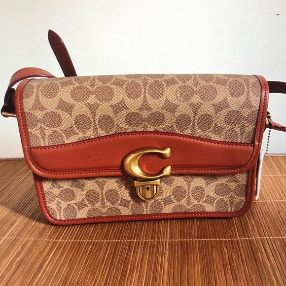 Coach Studio Shoulder Bag In Signature Canvas Brass/Tan/Rust - Picture 1 of 6